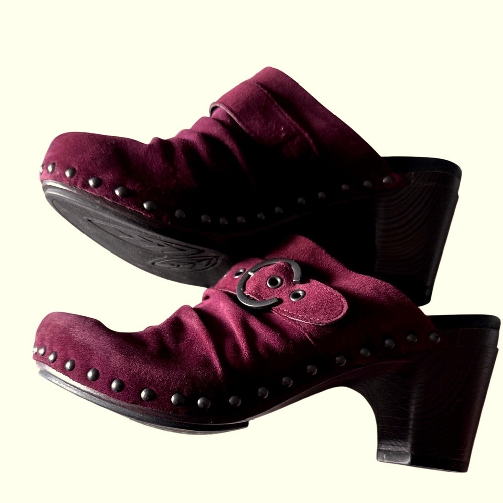 Dansko Sz39 Plum Suede Leather‎ Studded Mule Clog Y2K Boho Western Dark Academia